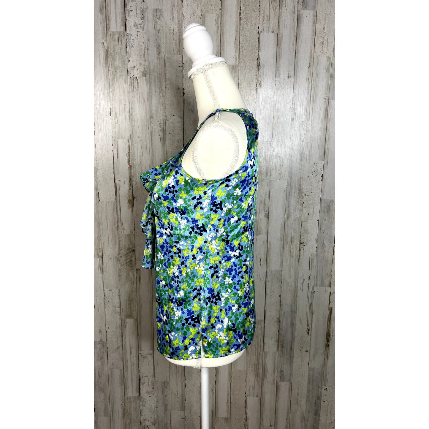 Lilly Pulitzer Women's Silk Floral Tank Top Blue/Green Size 0 Sleeveless Casual