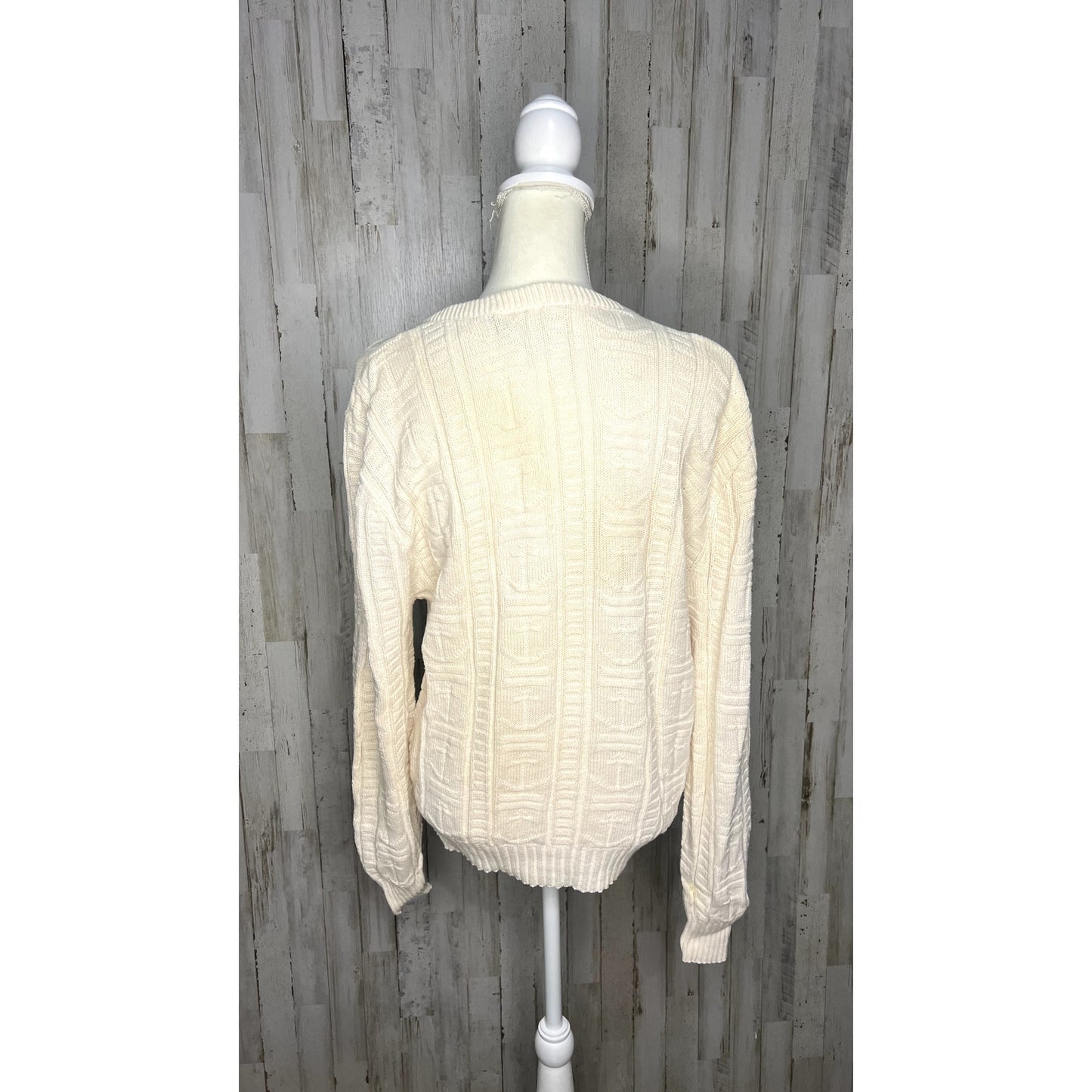 Vintage J.G. Hook Women's XL Ivory Knit Anchor Long Sleeve Pullover Sweater