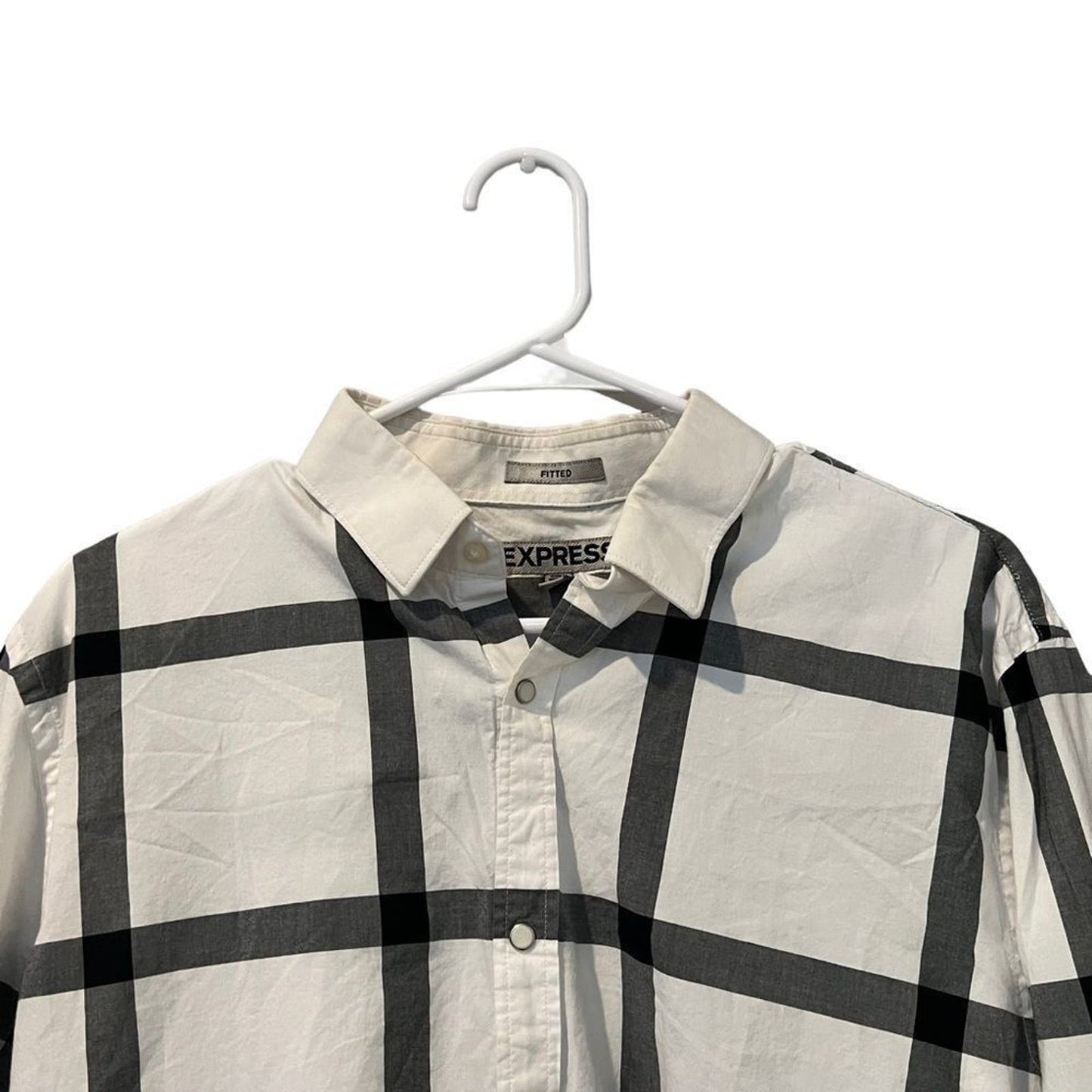 Express Men's Fitted Plaid Performance Button down Shirt size Large