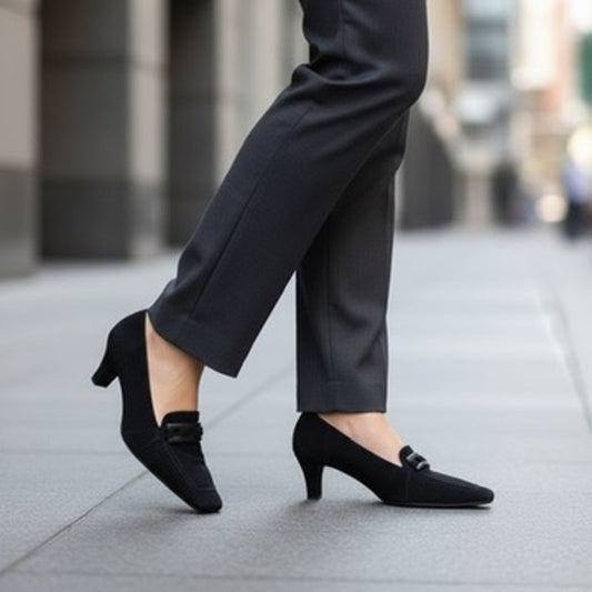 Stuart Weitzman Women's Black Suede Block Heel Pumps Size 7 Vintage