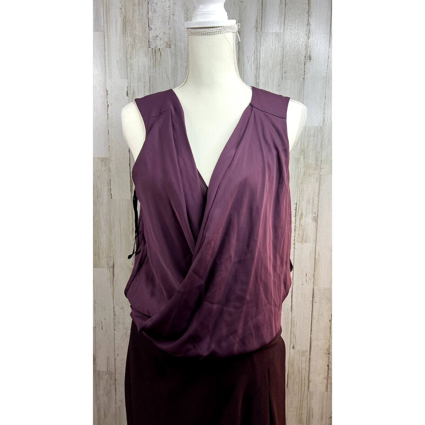 Diane von Furstenberg Plum Daran Draped Cocktail Dress Size 6 Knee Length Silk