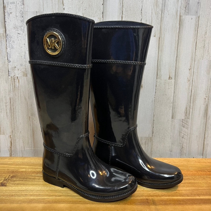 Michael Kors Women's Size 7 Stockard Tall Gloss Black Knee-High Rain Boots