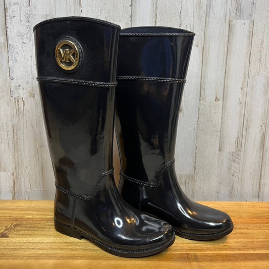 Michael Kors Women's Size 7 Stockard Tall Gloss Black Knee-High Rain Boots