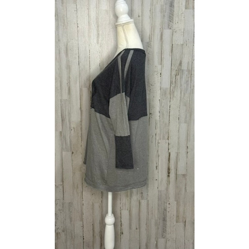 We The Free Women's Gray Colorblock 3/4 Sleeve Blouse Size Small Casual