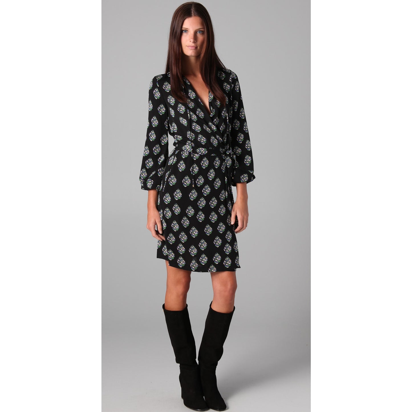 Diane Von Furstenberg Women's Silk Wrap Dress Size 4 Black Print