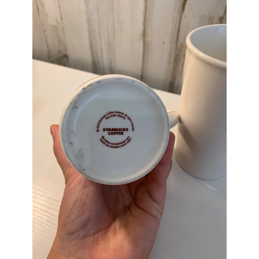 Starbucks Coffee Mugs Set of 2 White Logo Tall 16 oz Grande