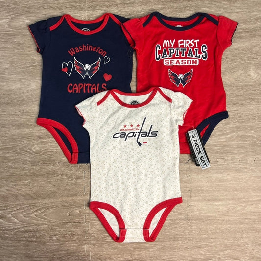 NWT Washington Capitals Infant Bodysuit 3-Pack Multicolor Unisex 3-6 Months