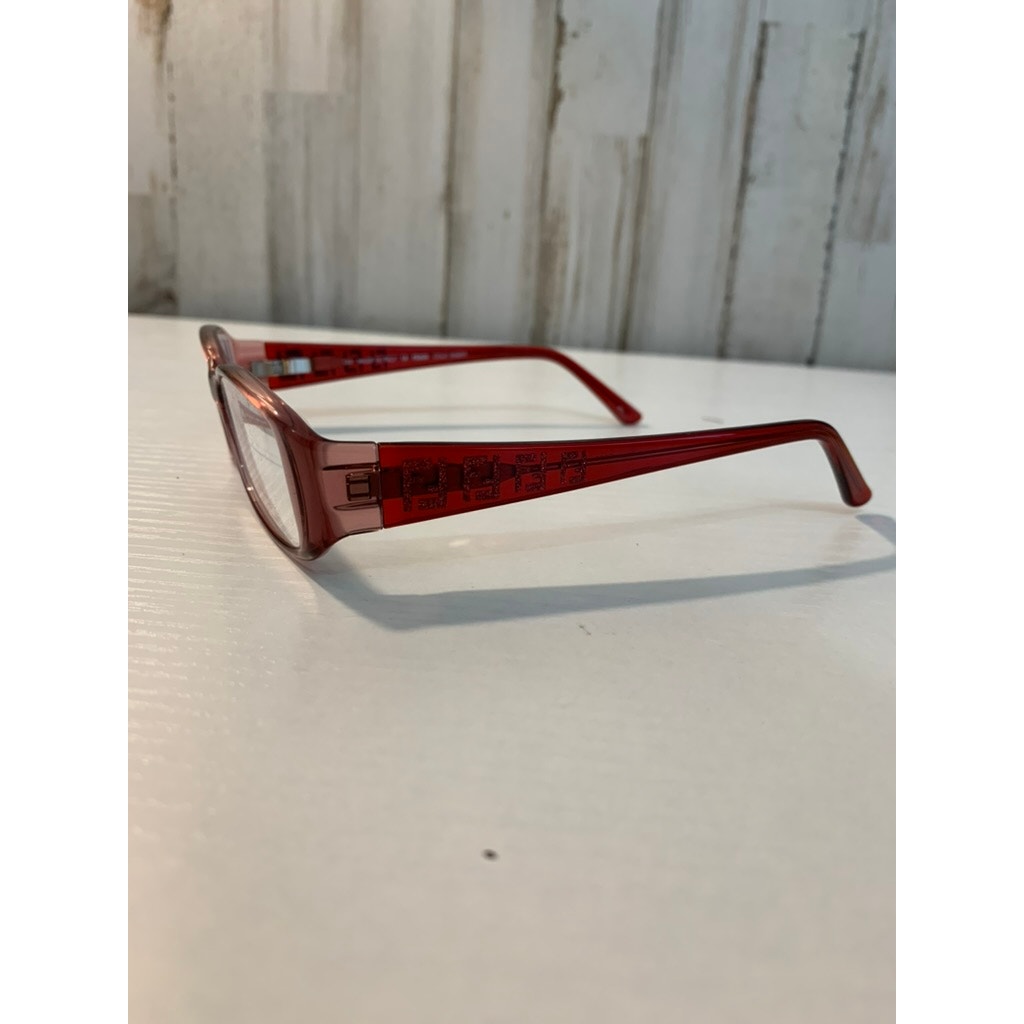 Fendi Eyeglass Frames Womens Red Rectangular FF Logo Temples