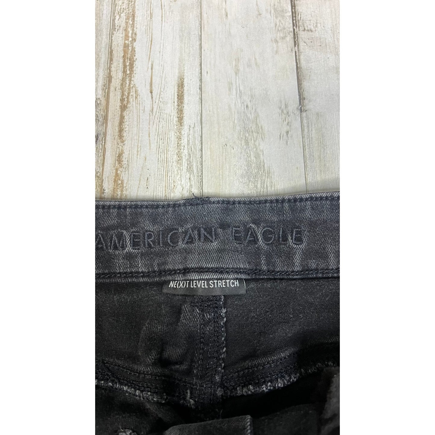 American Eagle Women's Size 14 Short High-Rise Distressed Black Jeans