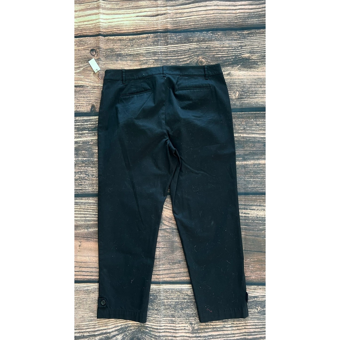 NWT Talbots Women's Size 14 Black Perfect Cropped Chino Pants Casual Solid