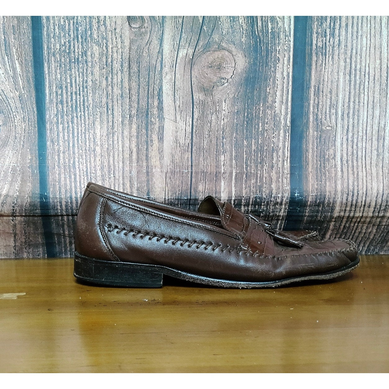 Men's Tassel Loafers Brown Slip-On Moc Toe Dress Shoes