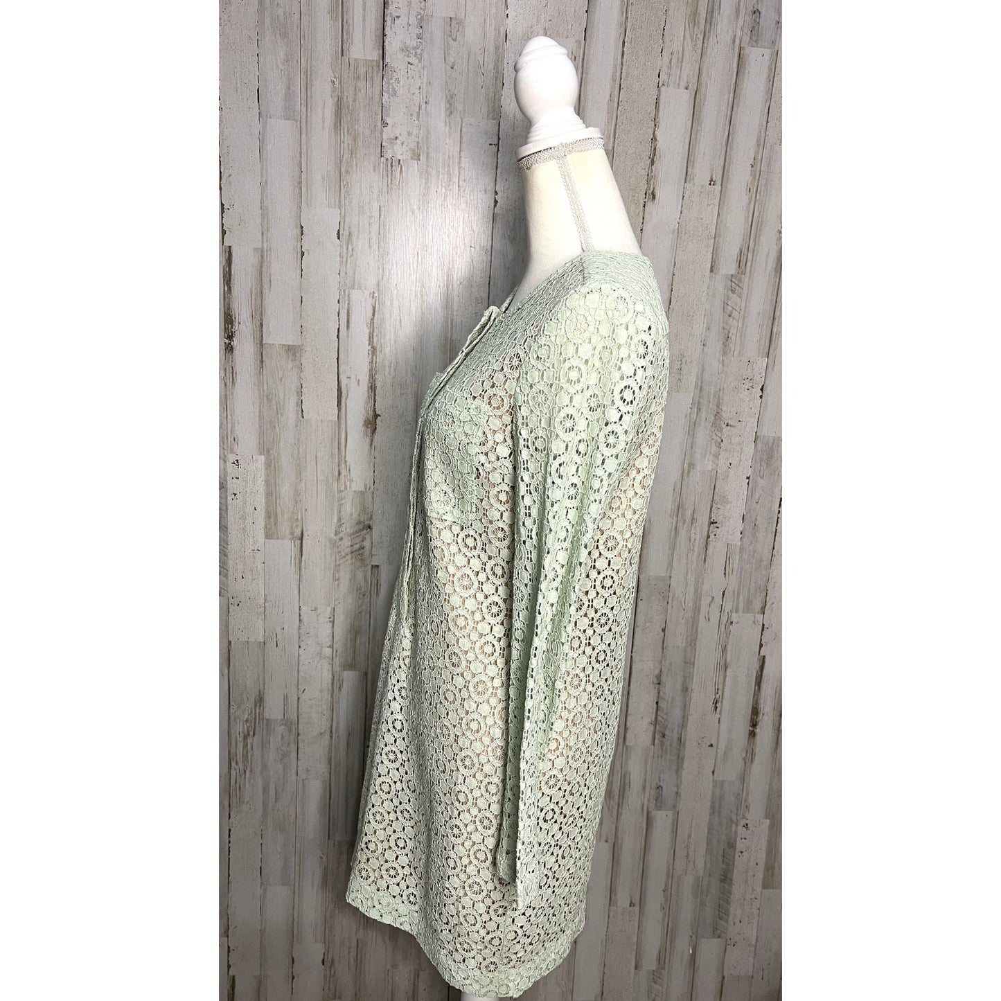 Victoria Beckham Small Green Lace Shift Dress Knee Length Party