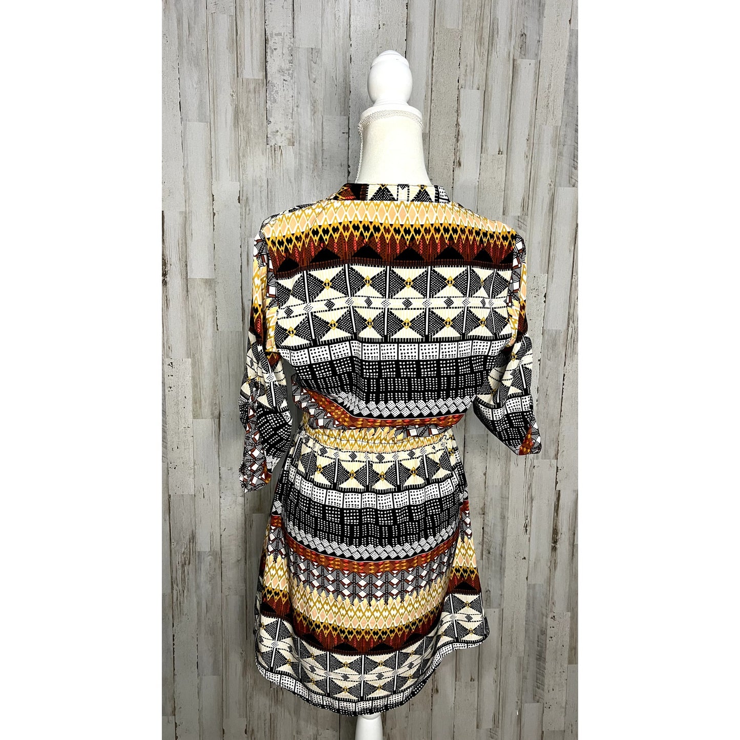BeBop Women's Multicolor Geometric Knee Length Dress Size Small Boho Casual