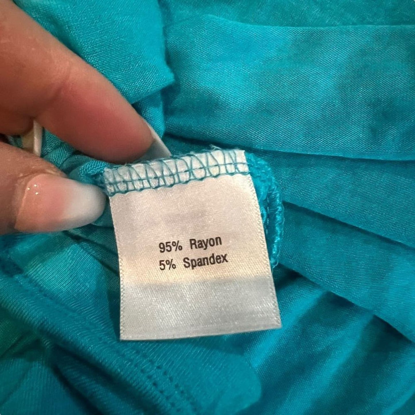 Norm Thompson Plus Size 1X Turquoise V-Neck 3/4 Sleeve Wrap Front Blouse