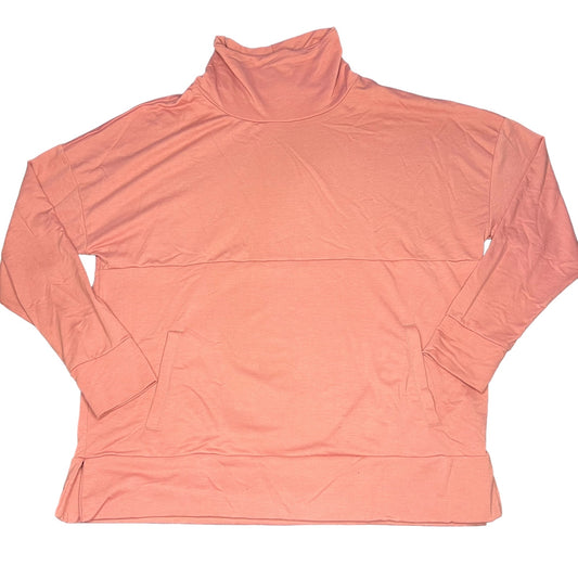 Zelos Women's Large Pink/Coral Turtleneck Long Sleeve Kangaroo Pocket Sweatshirt