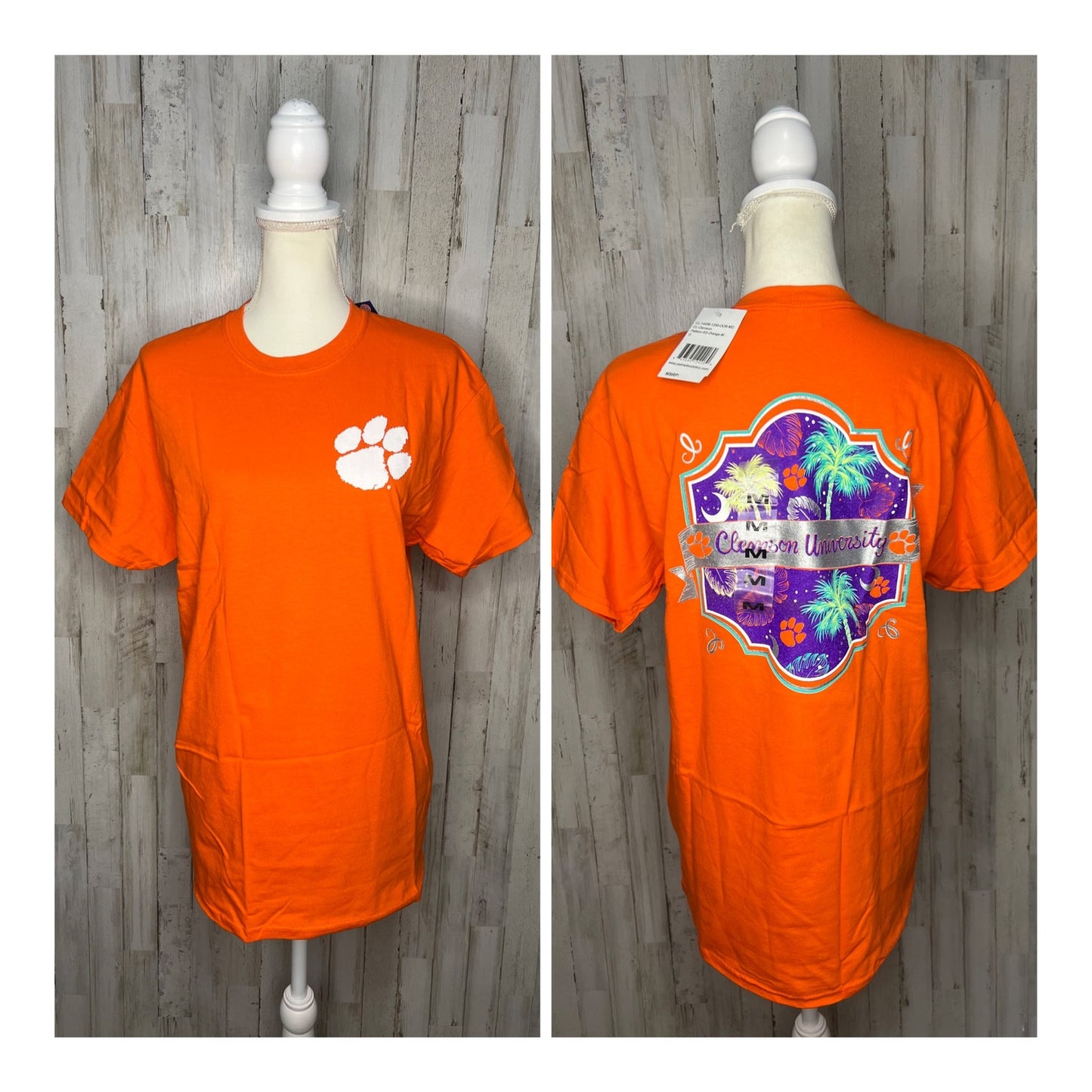 NWT Clemson University Orange Neon Palmetto Trees Short Sleeve Unisex T-Shirt