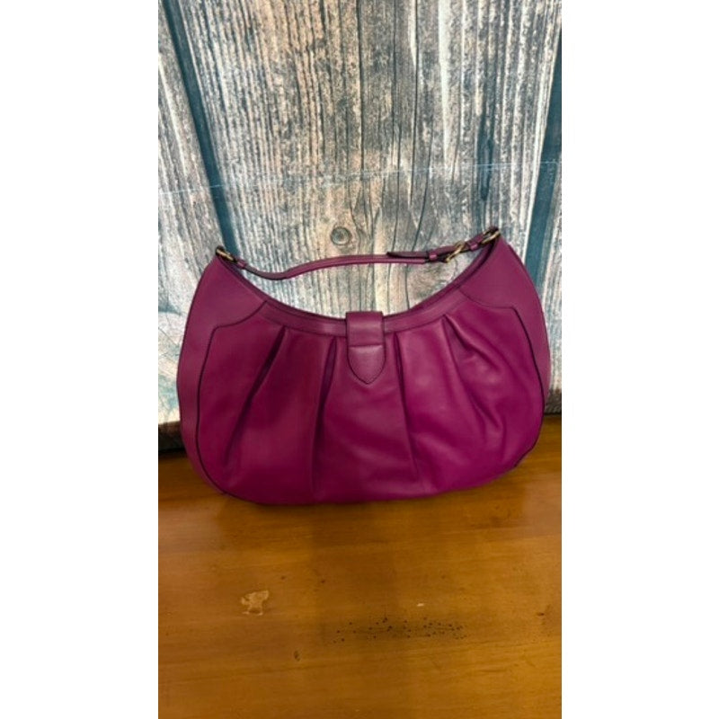 Salvatore Ferragamo Women's Purple Leather Hobo Bag Gancini Closure