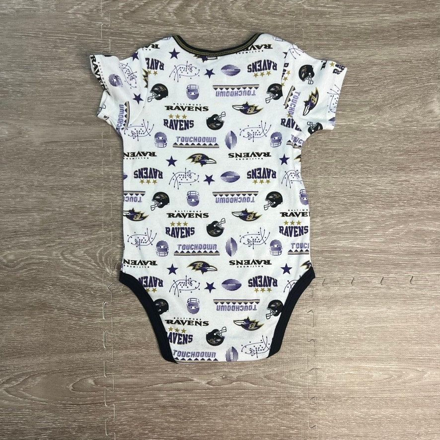 NWT Gerber NFL Baltimore Ravens Baby Bodysuits Onesies 3-Pack Size 18 Months