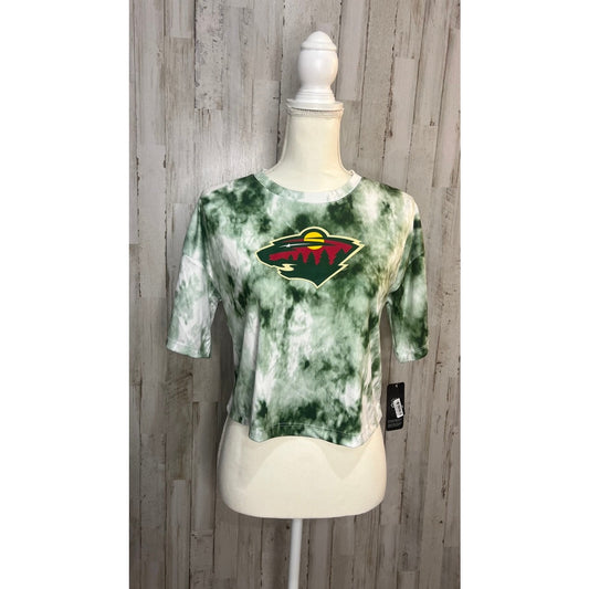 NWT Minnesota Wild Women's Tie-Dye Crop Tee Green Size Large Casual Hockey Top