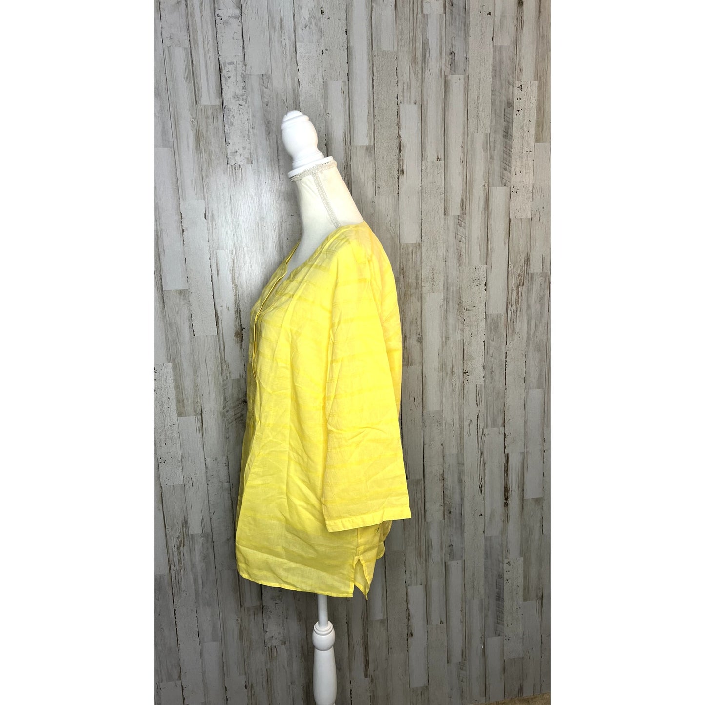 NWT Talbots Women's Plus 2XP Yellow 3/4 Sleeve Blouse Casual Spring Top