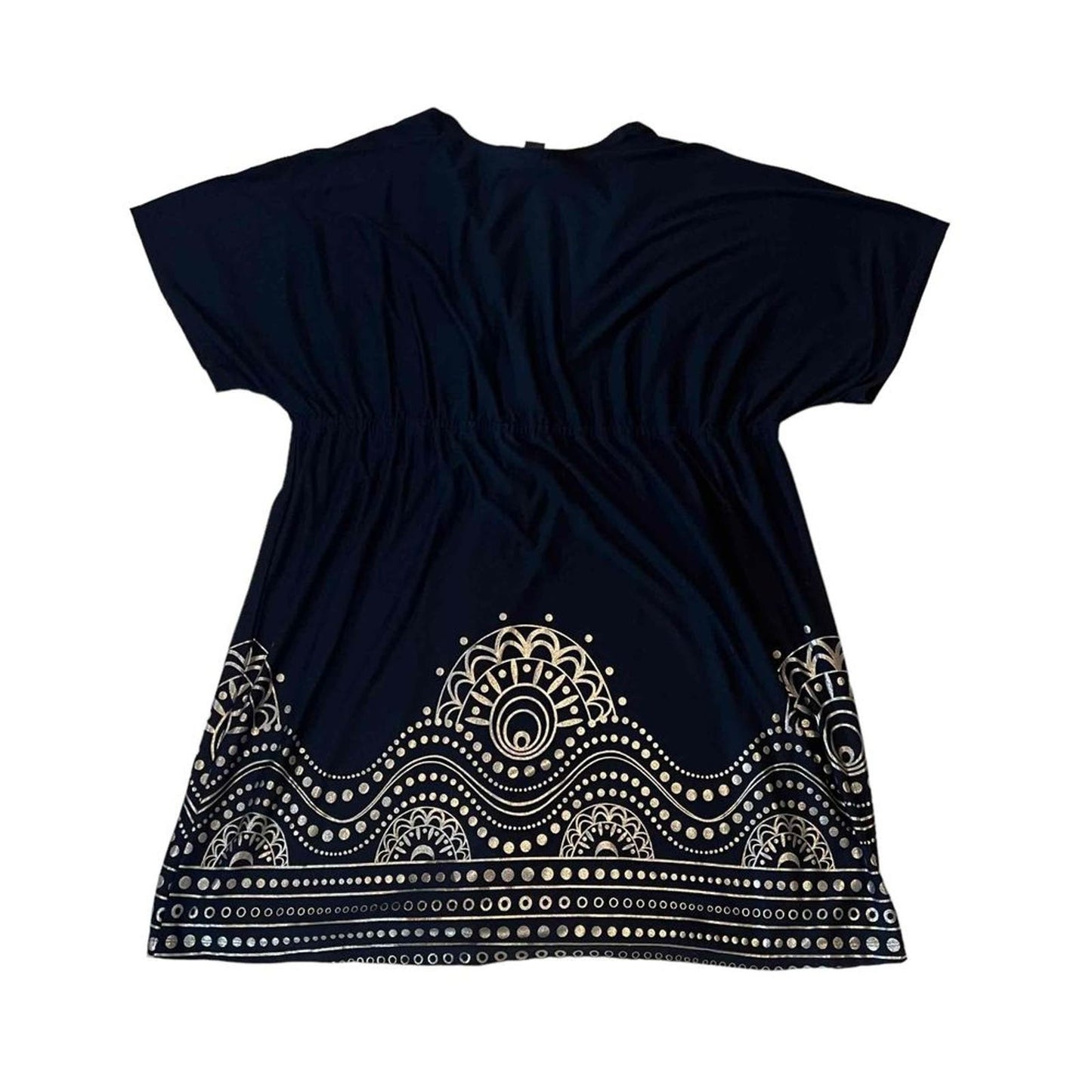 Swimsuits For All Women's Navy & Silver V-Neck Dress w/ Details Cover-up Size 26