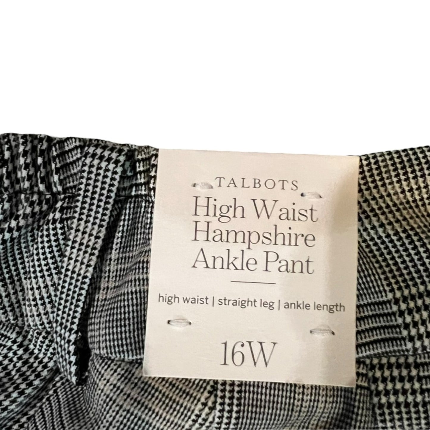 NWT Talbots High Waist Hampshire Ankle Pants Size 16W - Celebrating Plaid