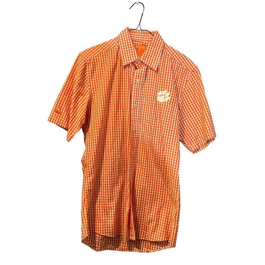 Antigua Clemson Tigers Short Sleeve Button Down Shirt Size Small