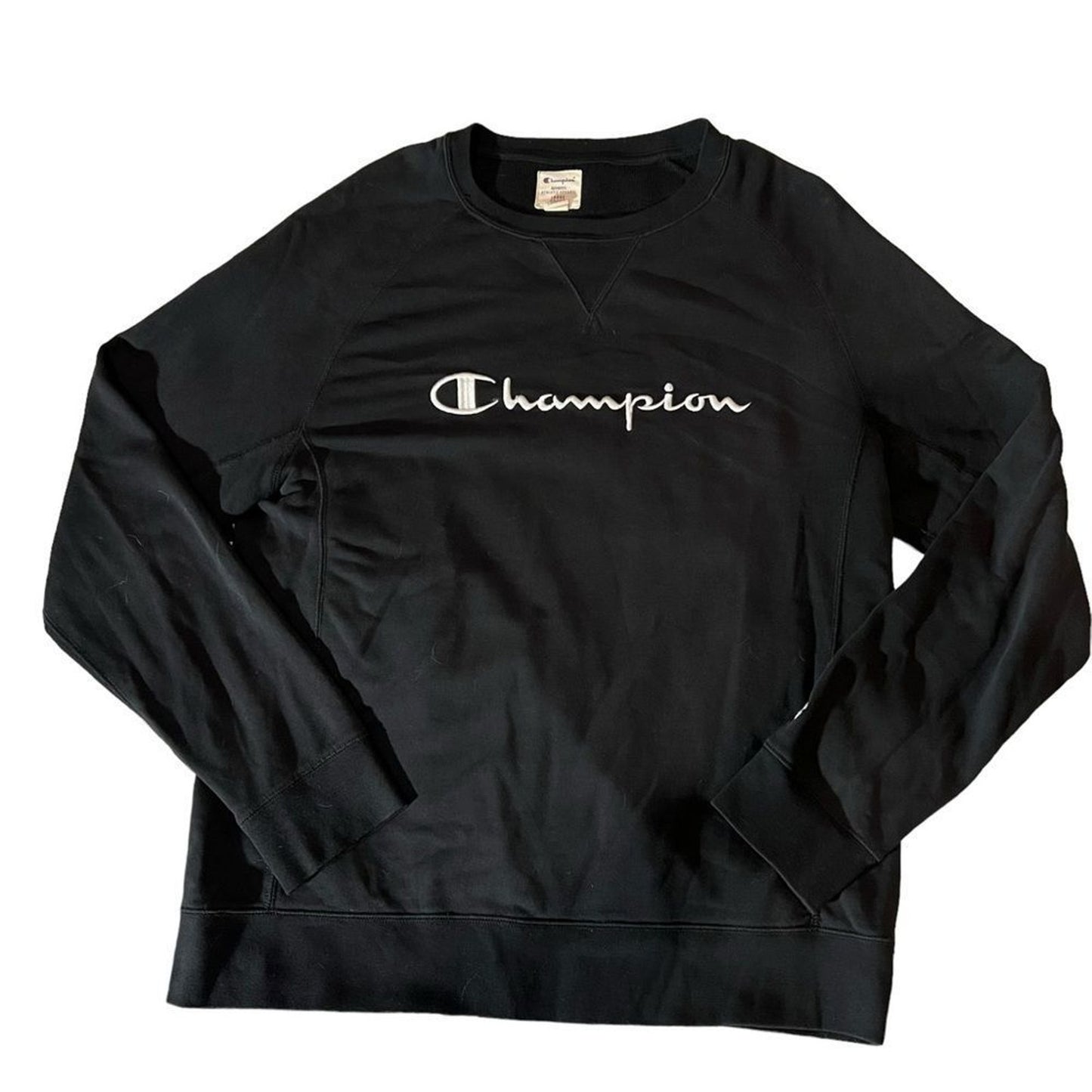 Champion Sweatshirt Womens Size Large Black Crewneck Pullover Fleece Logo