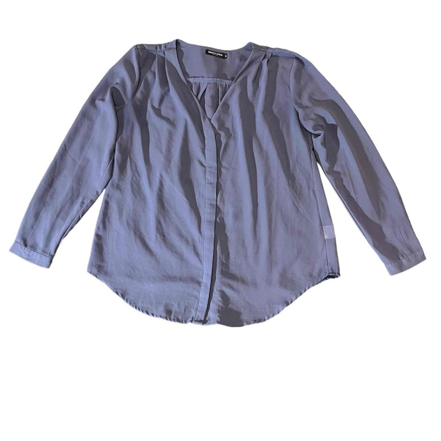 Urban Coco Women's Medium Purple/Blue Long Sleeve V-Neck Popover Blouse