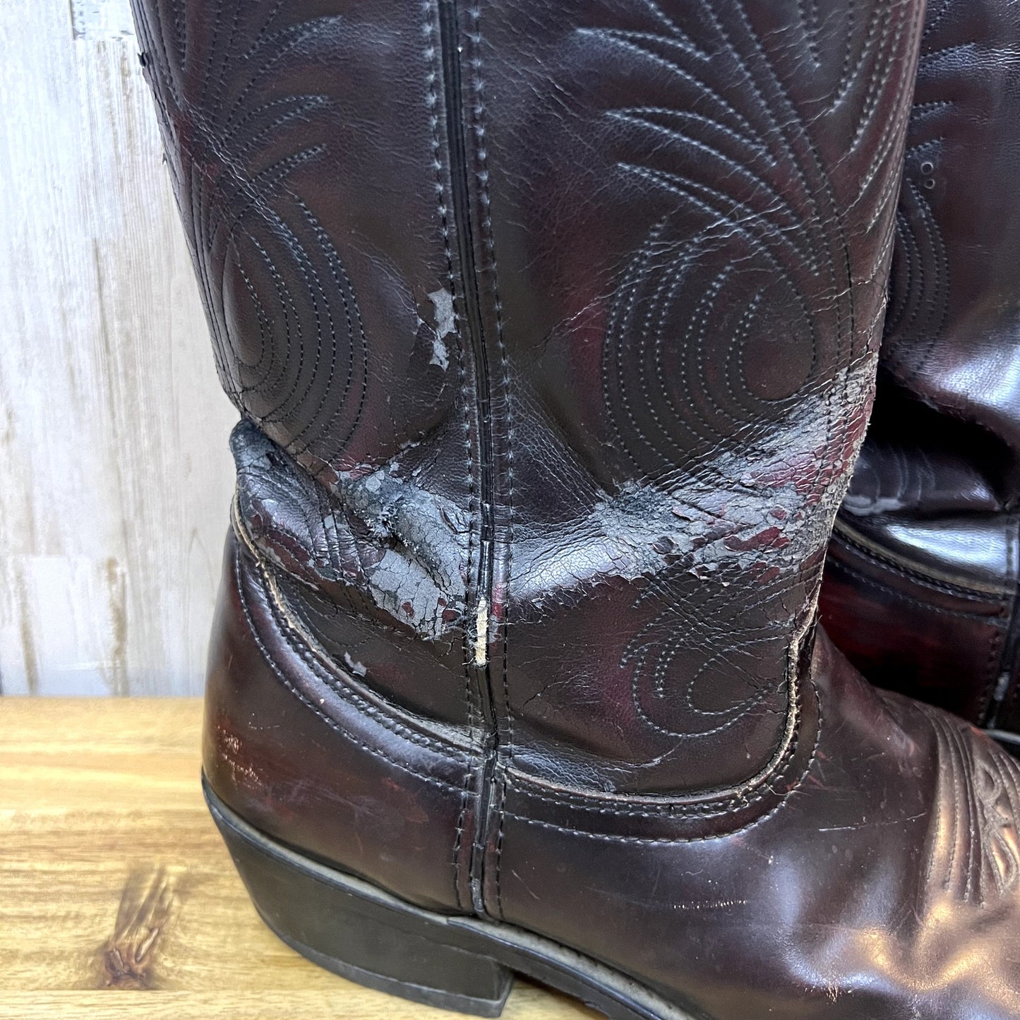 Potenza Men's Leather Western Cowboy Boots Cherry Size 13 EW Mid-Calf Round Toe