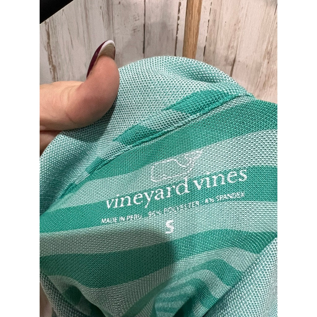 Vineyard Vines Men's Striped Polo Shirt Green Size Small Short Sleeve Casual