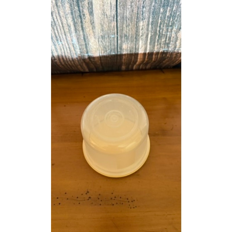 Vintage Tupperware Round Storage Container Sheer with Yellow Lid 215-97