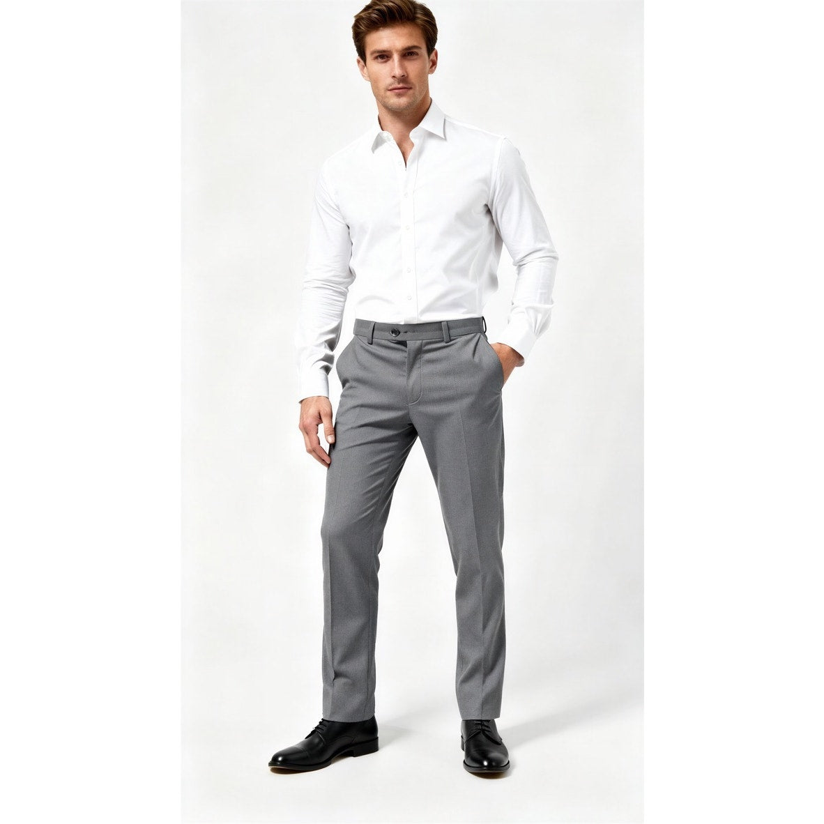 Brooks Brothers 346 Dress Pants Mens 36x32 Gray Flat Front Business Formal