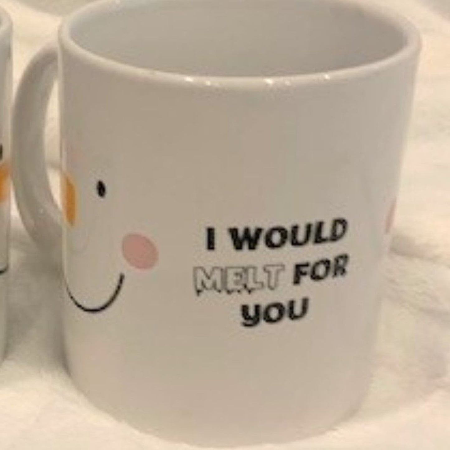 Set 2 "I would melt for you" snowman 16 oz mugs EUC