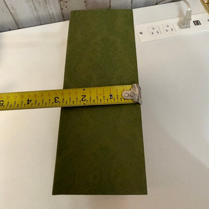 Gucci Gift Storage Box Empty Olive Green Embossed Magnetic Hinged