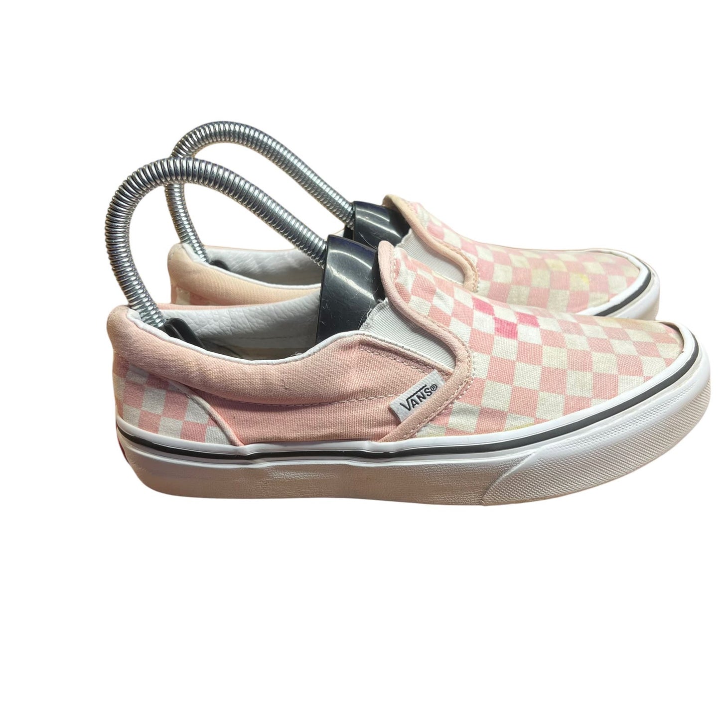 Vans Authentic Pink/White Checkboard Slip-On Shoes - Juniors 4 / Women's 5.5