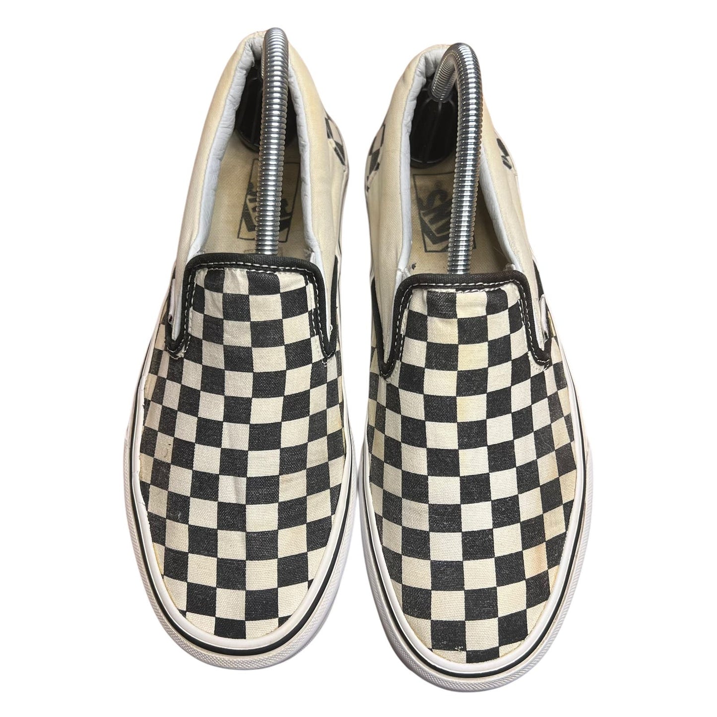 Vans Classic Checkerboard Slip-on Unisex Black/White Canvas Sneakers M6.5/W8