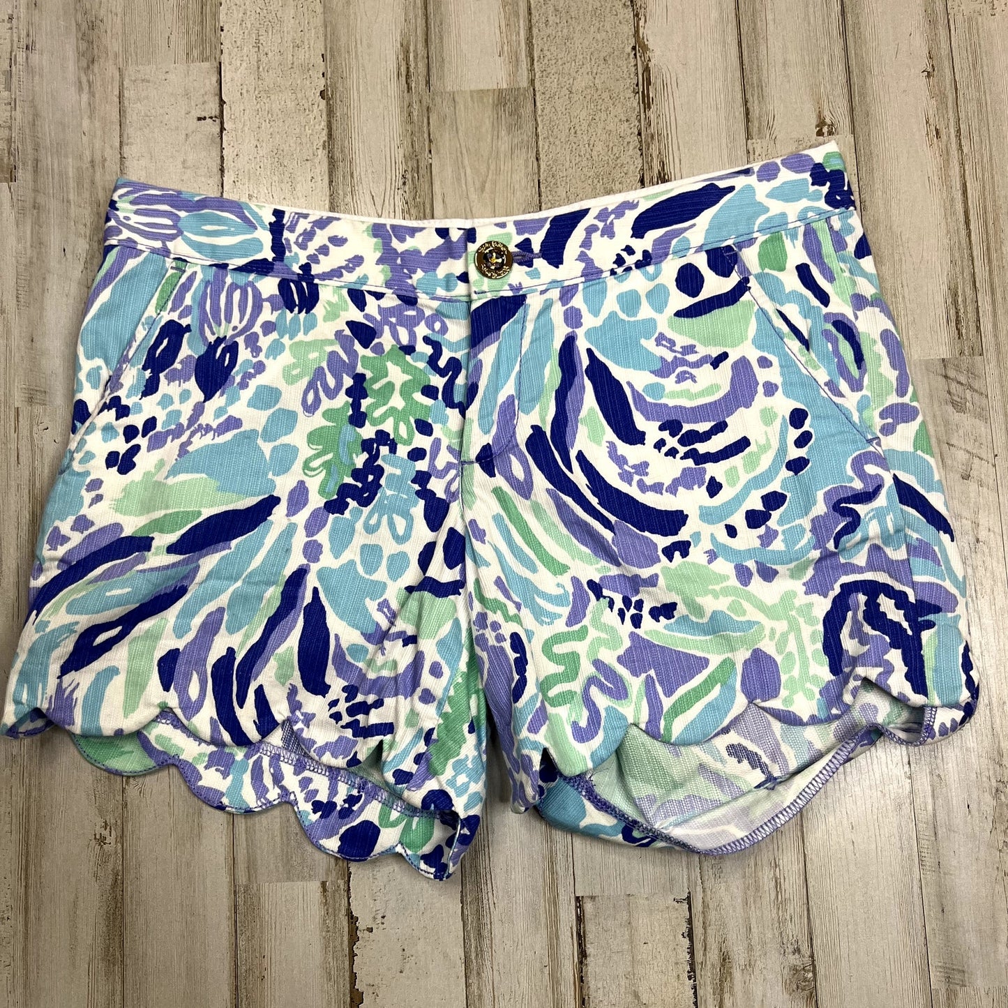 Lilly Pulitzer Buttercup Shorts Women’s Size 0 Floral Scalloped Hem Nice Ink