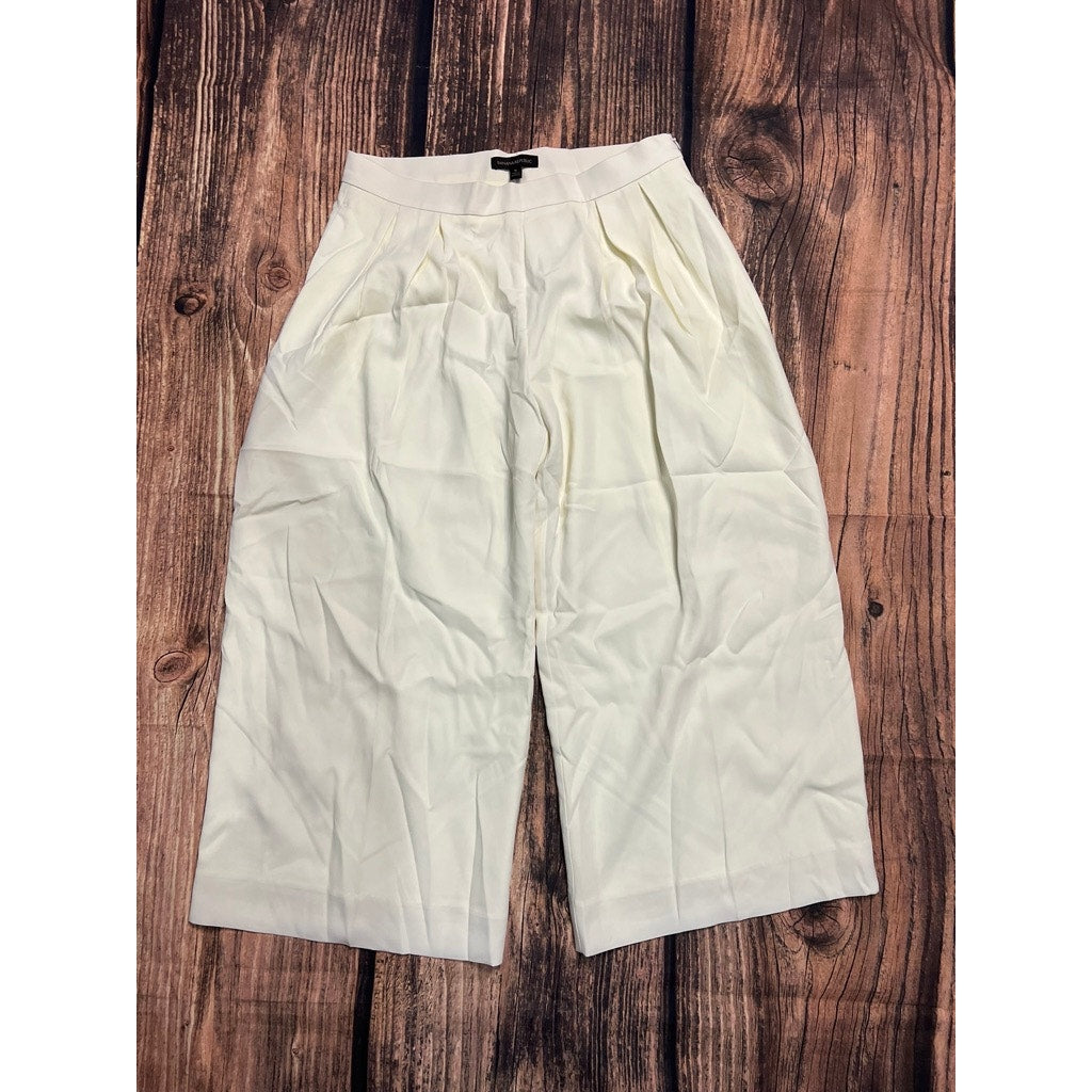 NWT Banana Republic Women's Wide-Leg Cropped Trousers Size 8 Petite Ivory Pants
