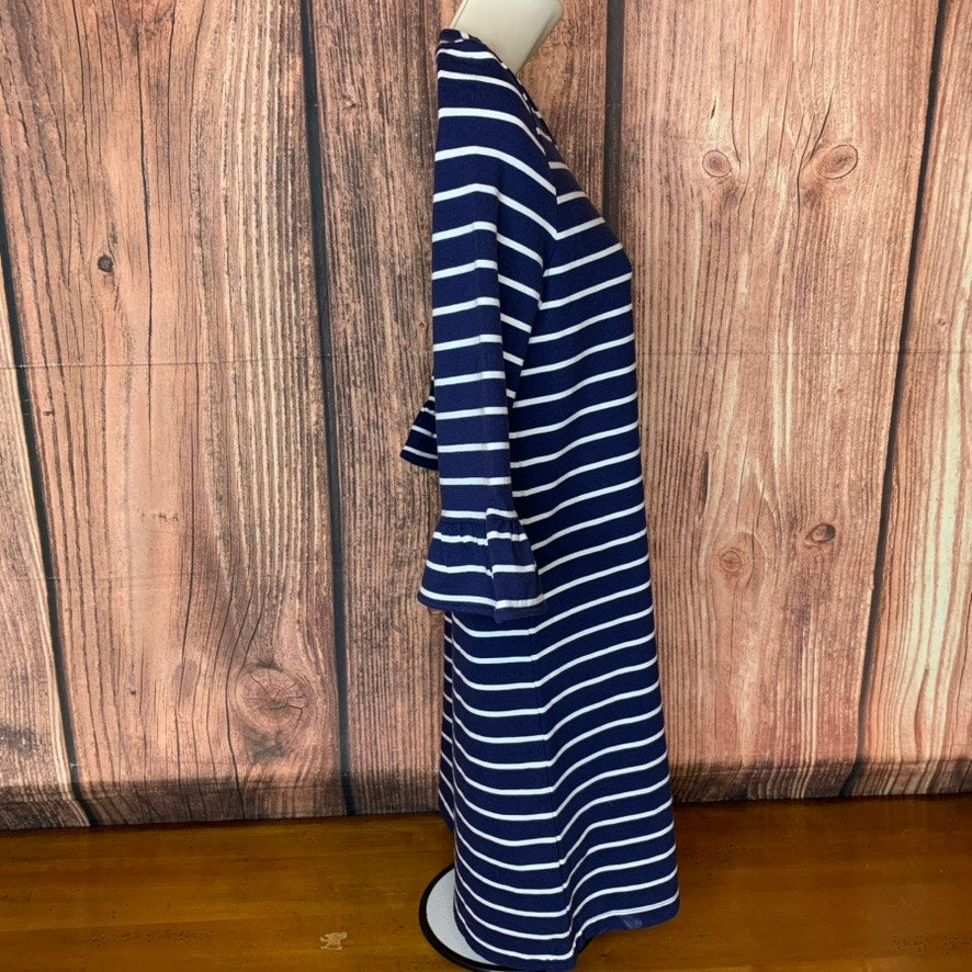 Vineyard Vines Girls Dress Size Large Navy Blue White Striped