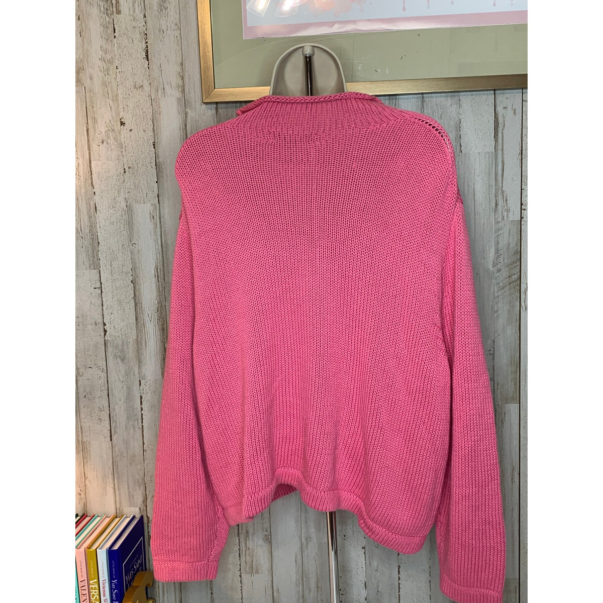 J.Crew Sweater Womens Plus 2XL Pink Cable Knit Mock Neck Pullover Long