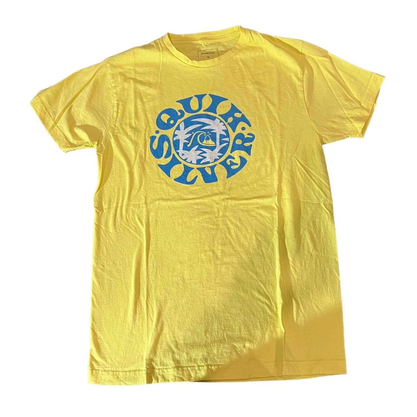 Quiksilver Men's Medium Regular Fit Yellow Short Sleeve Graphic Cotton T-Shirt