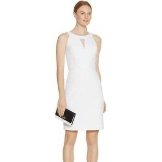 White House Black Market Women's 10 White Halter Sheath Zip-Up Dress