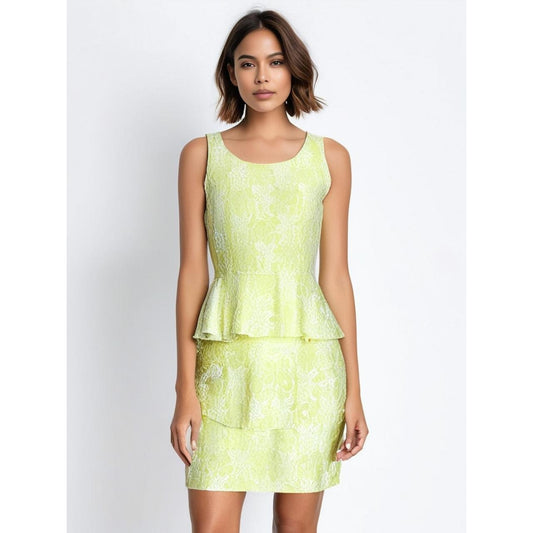 Romeo & Juliet Couture Women's Floral Peplum Dress Yellow Size Medium