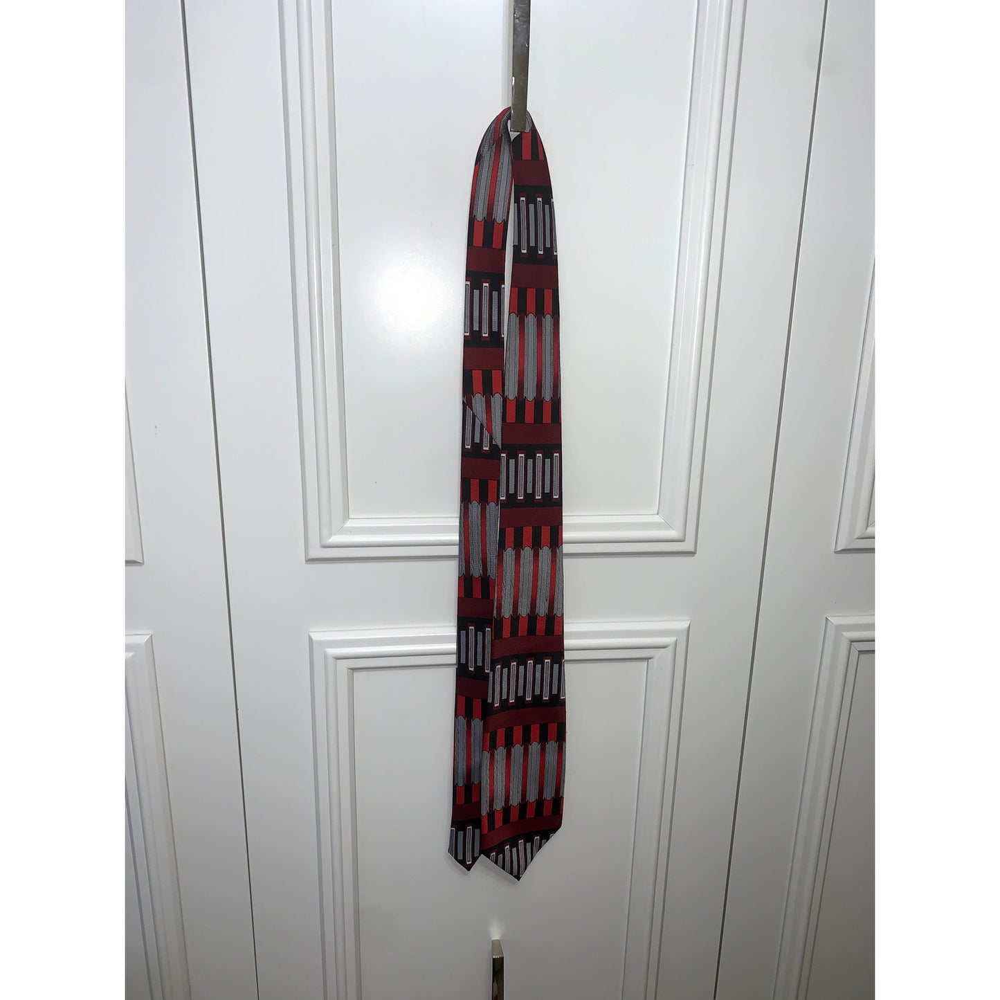 Fratello Men's Handmade Striped Necktie Red & Gray Designer Tie