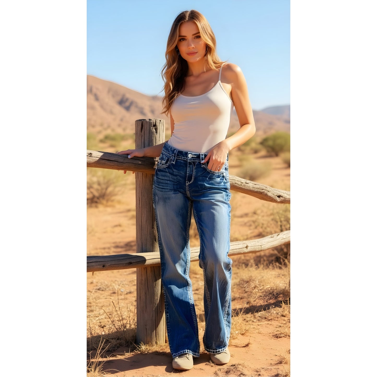 Rock Revival Janelle Women's Straight Jeans Size 27 Blue Medium Wash