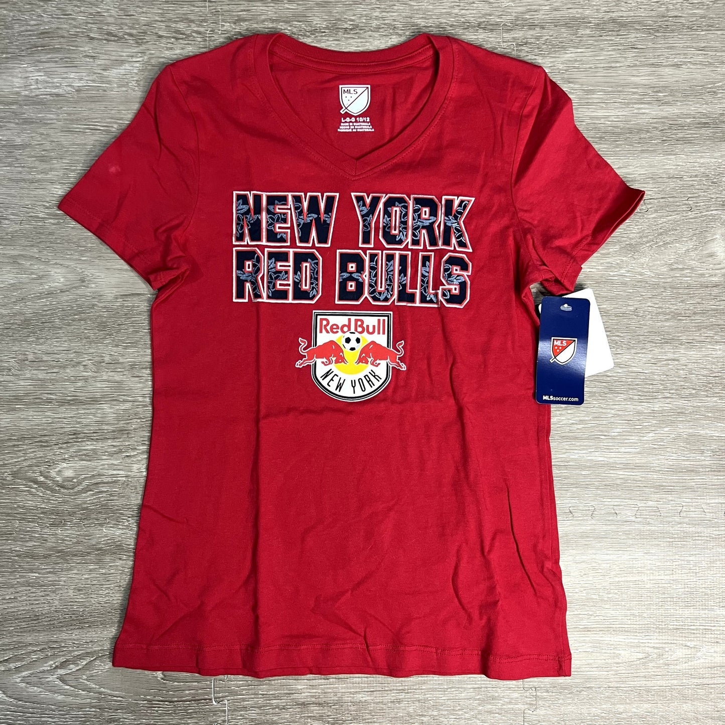 NWT New York Red Bulls Youth T-Shirt Size Large Red MLS Soccer Graphic Tee