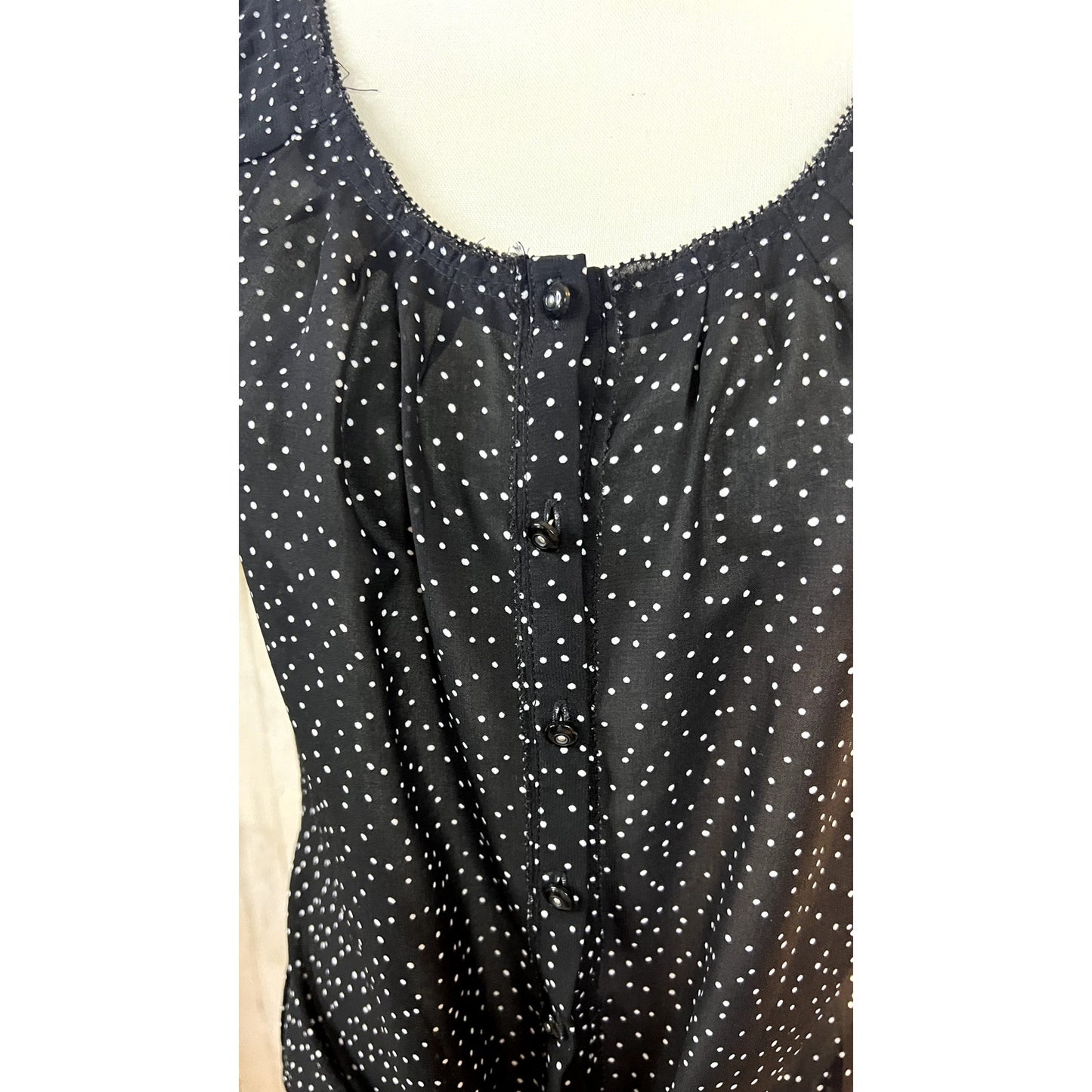 White House Black Market Women's Size 10 Black Polka Dot Sleeveless Blouse