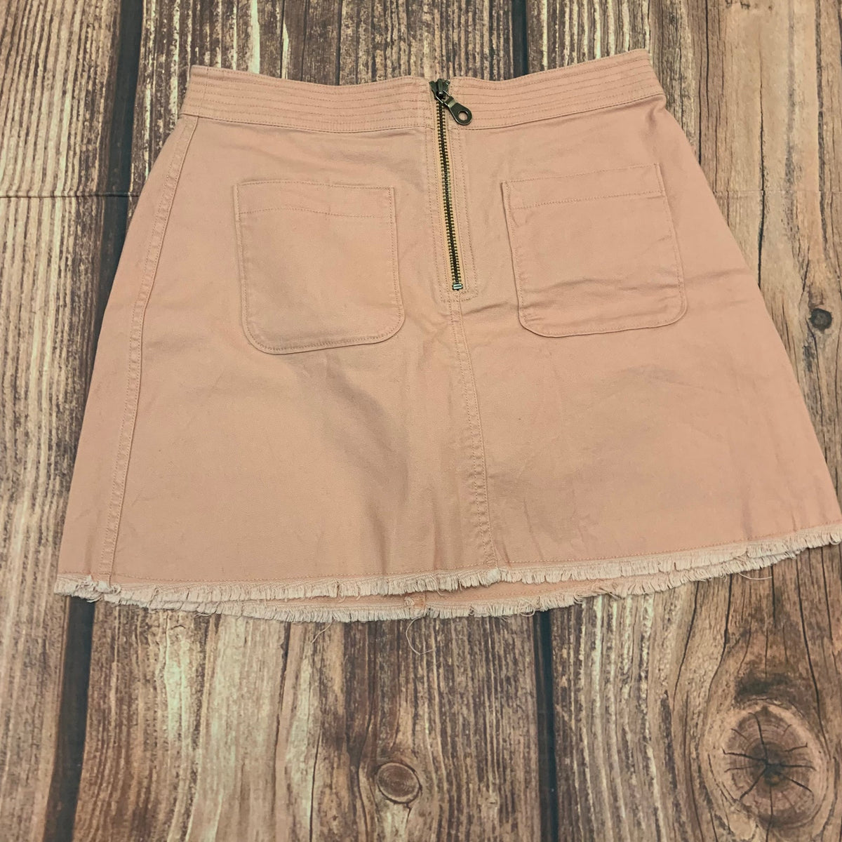 Madewell Peach Denim A-Line Frayed Hem Mini Skirt Size 4