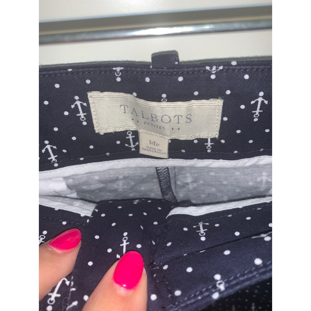 Talbots Women's Petite Size 14P Navy Anchor Print Bermuda Shorts